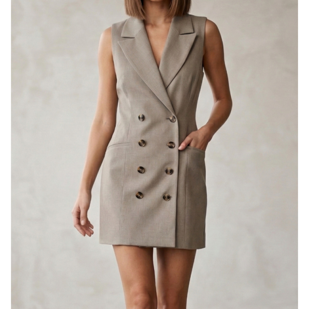 NWT Favorite Daughter "The Hailee" Double Breasted Mini Dress-Driftwood-Size 6